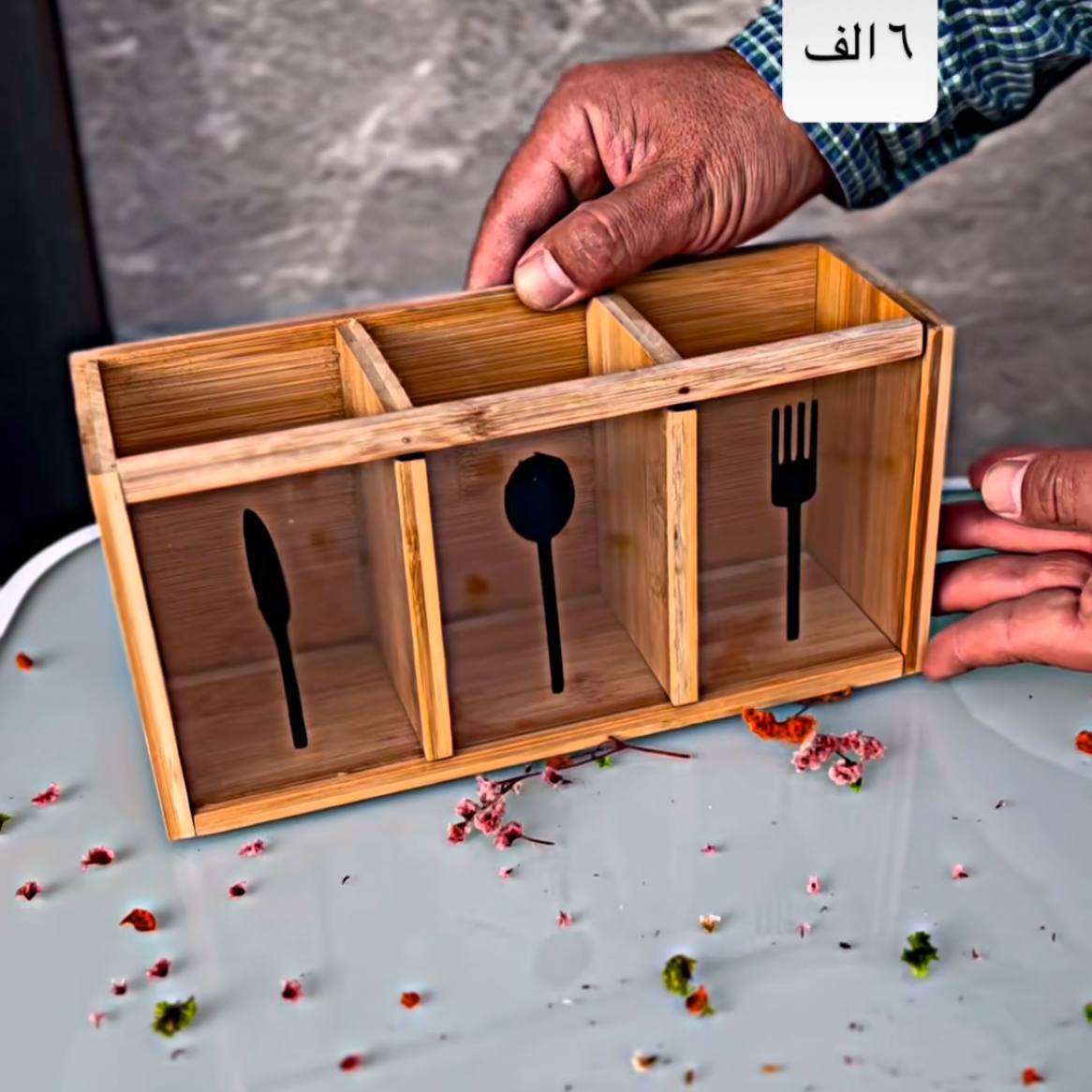 HomeColin Bamboo Acrylic Utensil Holder
