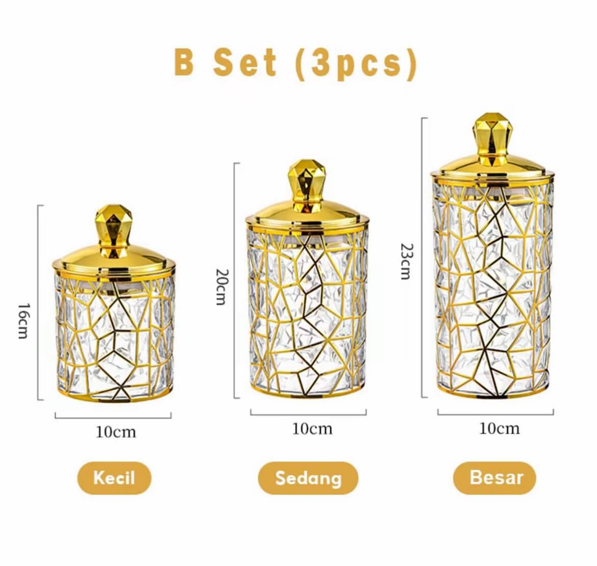 Candy Jar Set 3-in-1 – Acrylic Gold Edition
