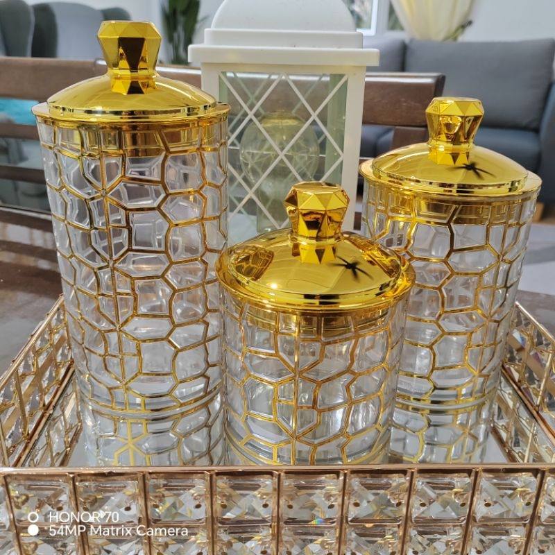 Candy Jar Set 3-in-1 – Acrylic Gold Edition