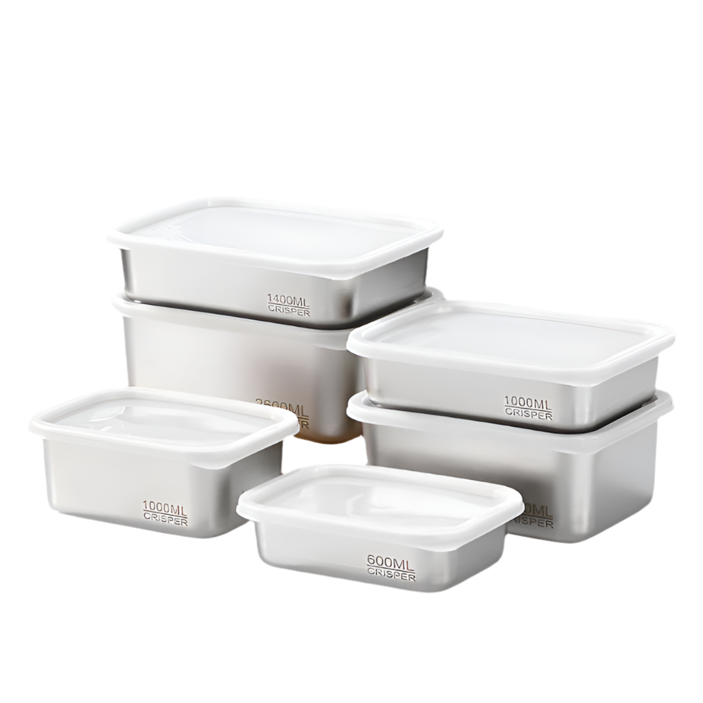 Homecoolen 3-Piece Stainless Steel Food Storage Set - Rectangular Design