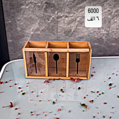 HomeColin Bamboo Acrylic Utensil Holder
