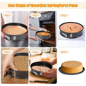 Homecoolen 3-Piece Non-Stick Cheesecake Pan Set - Round, Square &amp; Heart Shapes. 